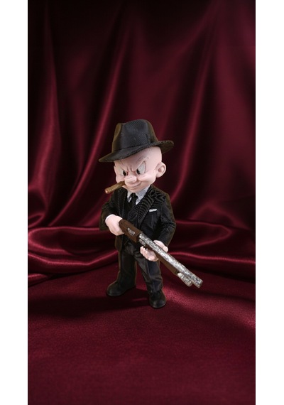 Looney Tunes Elmer Fudd Gangster Figürü - Özel Seri Mafya Temalı Koleksiyon Biblo / Figür