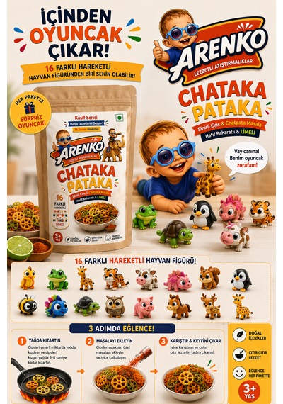 Arenko Chataka Pataka Chatpata Masalalı Sihirli Cips Seti Süpriz Oyuncaklı