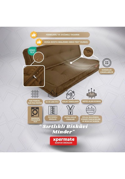 2'li Yer Minderi 60x120x14 Cm Palet Minderi, Bahçe Minderi, Oturma Minderi, Balkon Takımı Minderi Kahverengi Diğer