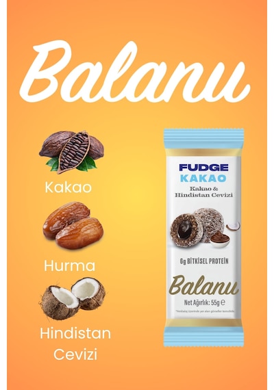 Fudge Hindistan Cevizi Kaplı Kakaolu Meyve Topları 55g X3 Adet