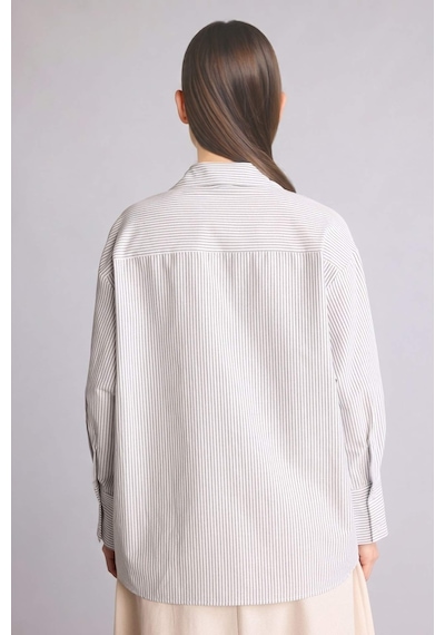 Defacto Relax Fıt Çizgili Poplin Uzun Kollu Tunik H4225ax26spwt32 Beyaz-wt32