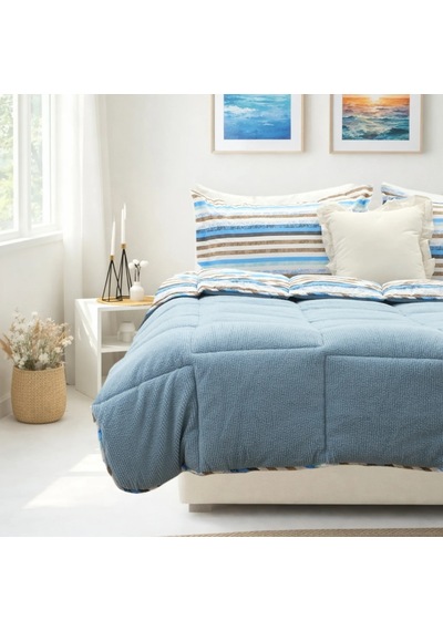 Sherpa Comforter Çift Kişilik Uyku Seti - Mavi