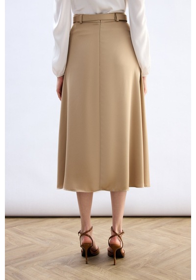 Sateen Kemerli Saten Etek - Camel-137015 CAMEL