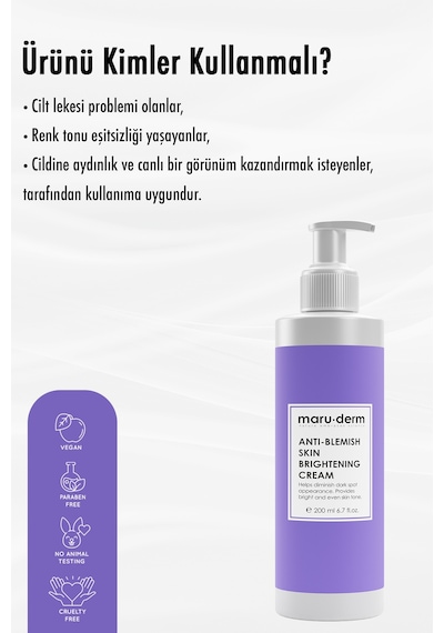 Maruderm Leke Karşıtı Cilt Beyazlatıcı Bakım Kremi 200 ML