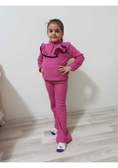 Raporlu 3510-1 Fermuarlı Kız Çocuk Takım Fuşya