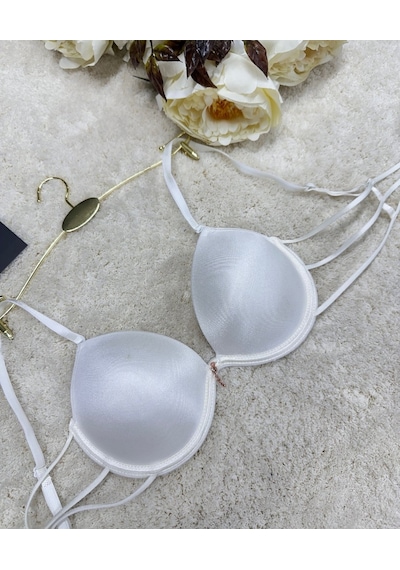 Le Jardin Valeria Biyeli Taşlı Mikro Push-up Arkası İp Detaylı Sü Ekru