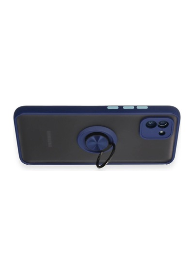 Newface - 142 - Samsung Samsung Uyumlu Galaxy A03 Kılıf Montreal Yüzüklü Silikon Kapak - Lvsqvr - - Lacivert