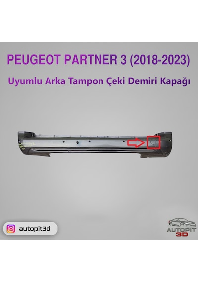 Peugeot Partner Iıı 2018 2023 Uyumlu Arka Tampon Çeki Demiri Kapağı