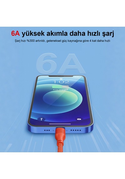 3'ü 1 Arada Cep Telefonu Veri Kablosu 6a Cep Telefonu Şarj Kablosu Red
