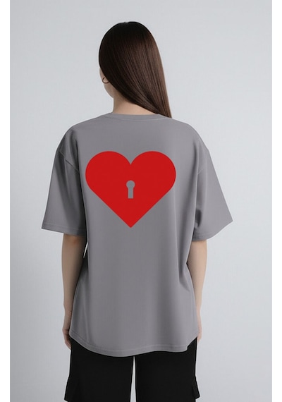 Nevermind Unisex Kadın Erkek The Key To Çift Sevgili T-shirt 2'li Set Takım Antrasit