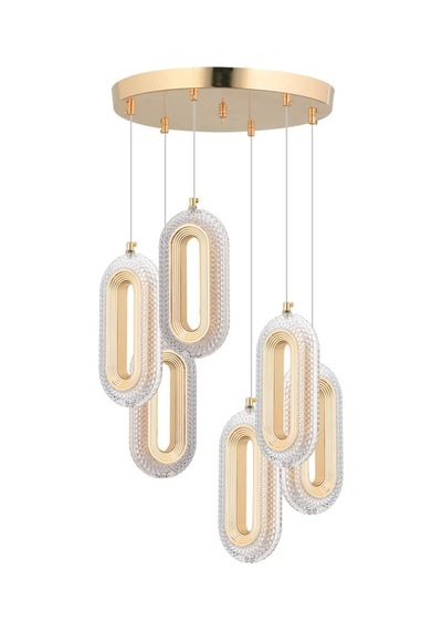 İstanbul Avize Alfa 6'li Gold Kristal Taşlı Avize Gold