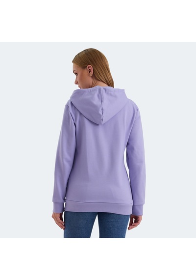 Slazenger KATYA Kadın Fermuarlı Kapüşonlu Cepli Lila Sweatshirt