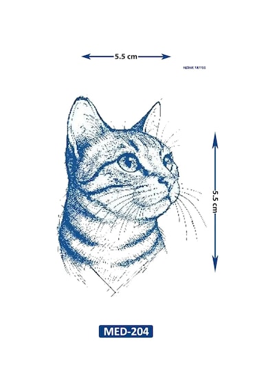 Meraklı Kedi 5 Cm Minimal Geçici Dövme Yarı Kalıcı Geçici Dövme