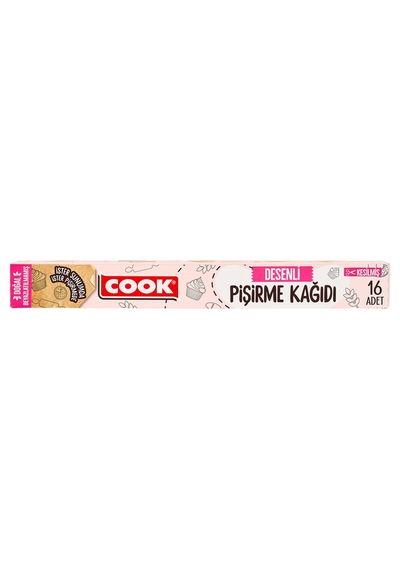 4 Adet Cook Desenli Doğal Pişirme Kağıdı 16lı