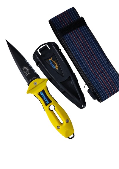 Pelajik Ranger Pro Kol Bandı Dalış Bıçağı Şiş Kakıçlı Paslanmaz Çelik Zıpkıncı Bıçağı Sarı
