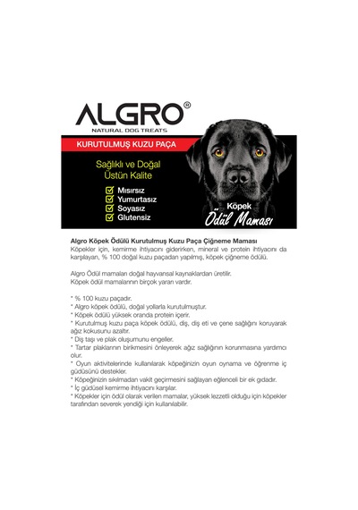 Algro Kuzu Paça Çiğneme Maması 3 x 120 G