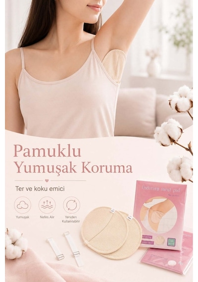 Koltuk Altı Ter Pedi Pamuk Kumaş Ter Emici Koltuk Altı Koruyucu Yıkanabilir 2 Paket Toplam 3 Çift / 6 Adet