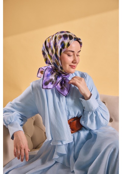 Silk Home Twill İpek Eşarp Noiré Eflatun 90x90 Çok Renkli