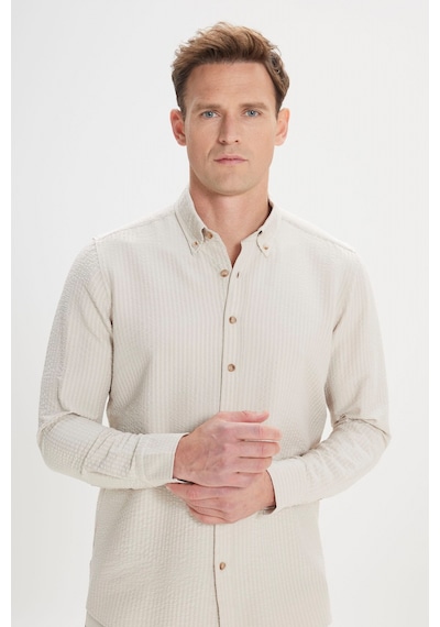 AC&Co / Altınyıldız Classics Erkek Bej Slim Fit Dar Kesim Düğmeli Yaka %100 Pamuk Gömlek Bej AC&Co / Altınyıldız Classics Erkek Bej Slim Fit Dar Kesim Düğmeli Yaka %100 Pamuk Gömlek Bej