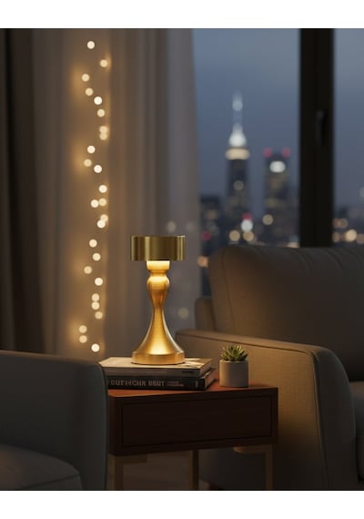 Masa Üstü Dokunmatik Şarjlı Kademeli Gold Led Masa Lambası Gece Lambası Altın