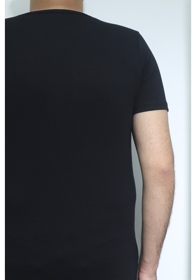 Santa Dmctekstil Erkek Düz Spor Kesim Dar Kalıp Bisiklet Yaka Basic T-shirt Siyah