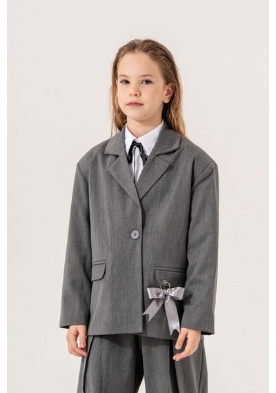 Giyicem Kız Çocuk Blazer Ceket 6600 Gri