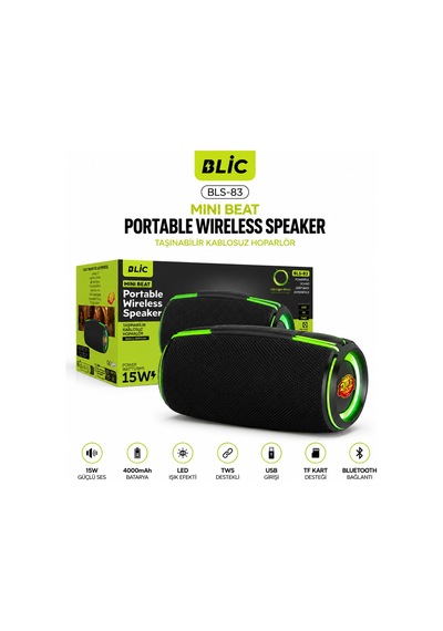 Blic Bls-83 15w Bluetooth Hoparlör, Rgb Led Işıklı, Tws, Usb & Tf Kart, 4000mah, Güçlü Bass-14794