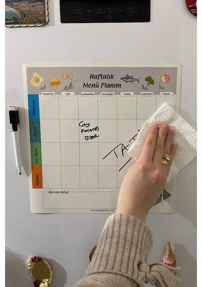 Haftalık Menü Planlayıcı Magnet Mıknatıslı Yazı Tahtası Buzdolabı (538425853)