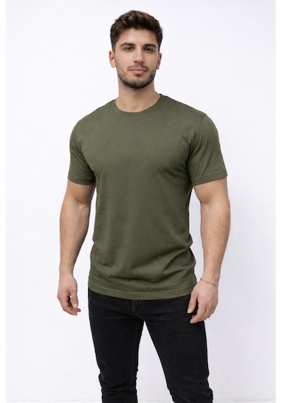 Axxel Erkek Haki Kısa Kollu Bisiklet Yaka T-shirt-d677 Haki
