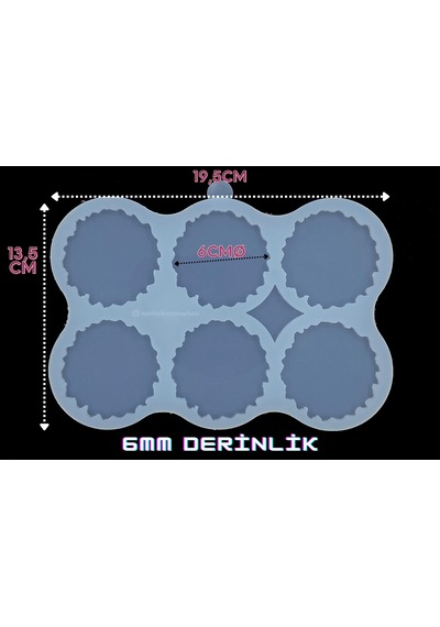 Epoksikalipmarketi Epoksi Silikon Magnet Kalıbı 6'lı Geode Stil 2