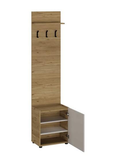 Porto Tek Kapaklı 3 Askılı Vestiyer - Florida Meşe/vizon 51x210x34 Cm Florida Meşe/beyaz