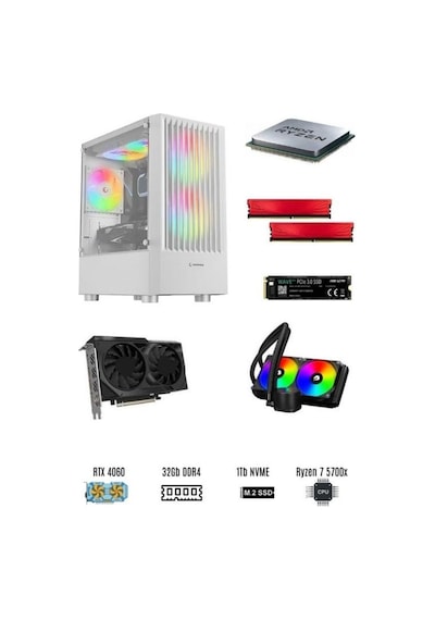 Ramtech RMT2502 R7-5700X 32 GB 1 TB M2 SSD RTX4060 W11P Masaüstü Oyuncu Bilgisayarı