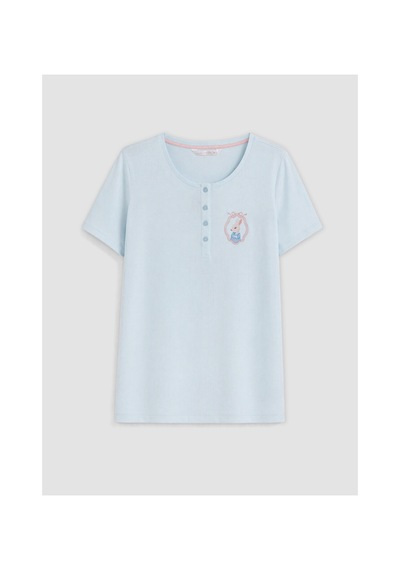Lcw Dream Mavi Bisiklet Yaka Baskılı Hamile Pijama Üst
