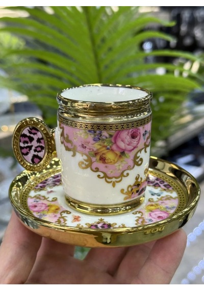 Caviar Lüx Porselen 6 Lı Fincan Takımı Pink-4926 Çok Renkli