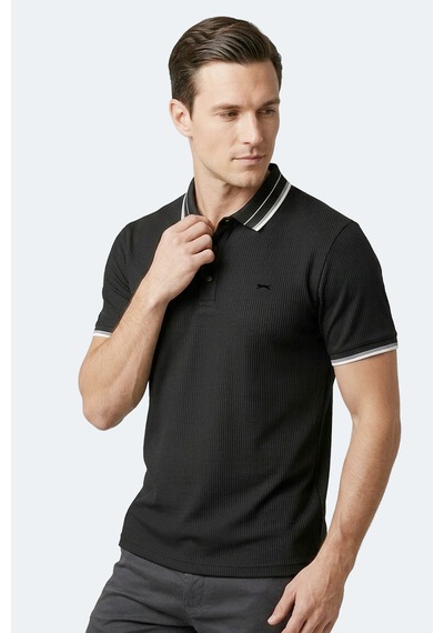 Slazenger Zınovıa Erkek Polo Yaka Siyah Tişört