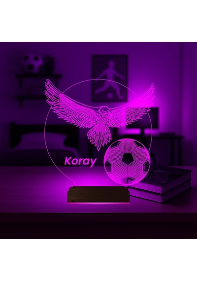 Luvivia Kartal Top Futbol Taraftar Hediye Kişiye Özel 3d Lamba - Masa Gece Lambası