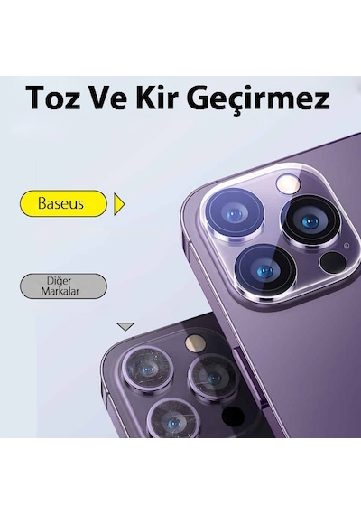 Baseus Apple Uyumlu iPhone 15 Pro-15 Pro Max Crystal Hd Kamera Koruyucu 2 Ade