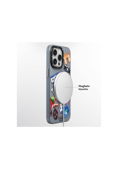 Apple Uyumlu iPhone 14 Pro Max Kılıf Magsafe Şarj Özellikli Youngkit İn Paris Serisi Kapak Gri