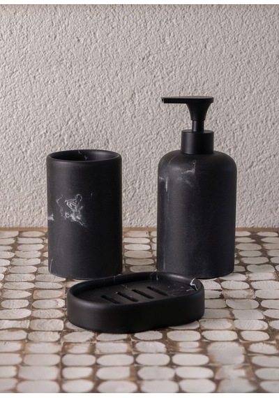The Mia Marble Banyo Seti Siyah Siyah 3 Parça Çok renkli