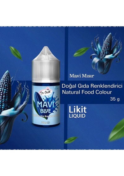 Likit Mavi Doğal Gıda Boyası 35 G Bitkisel Kaynaklı, Pasta Ve Tatlılar İçin Katkısız Sıvı Renk Boyası