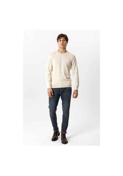 Back And Bond Krem Regular Fit Bisiklet Yaka Pamuklu Triko Kazak