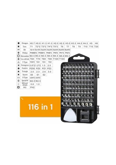 Zhltools 117 Parça Profosyonel Cep Telefonu Tablet Laptop Tornavida Tamir Seti Siyah