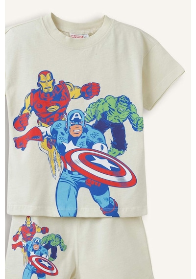 Defacto Kısa Kollu Tişört Şort Marvel Comıcs 2li Takım Erkek Bebek H7896a526hser42 Ekru-er42
