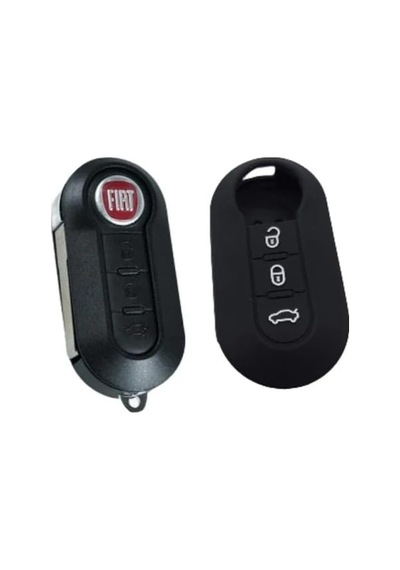 Autohan Keys Fiat Doblo, 500, 500x, 500l, Ducato, Citroen Jumpy, Peugeot Boxer İçin Siyah Silikon Anahtar Koruma Kılıfı, 3 Tuşlu