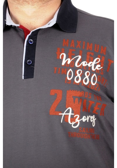 Mode Xl Büyük Beden T-Shirt Polo Maximum Height 21319 Füme 001