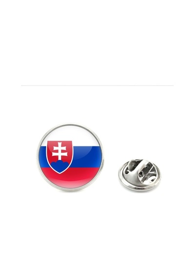Slovakya Slovakia Bayrak Rozeti - Paslanmaz Çelik Yuvarlak Yaka Rozeti Çok Renkli