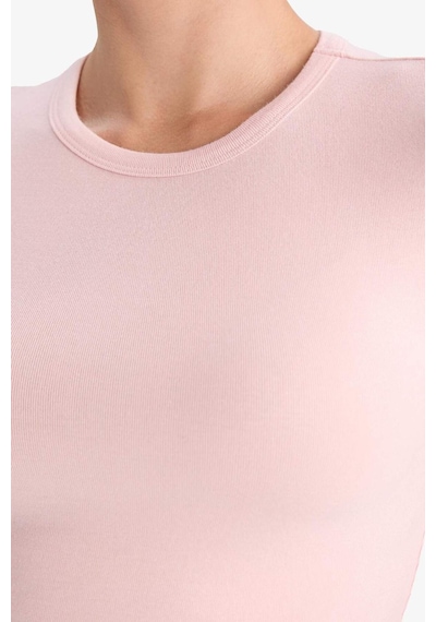 Defacto Slim Fit Dar Kesim Bisiklet Yaka Kısa Kollu Tişört G2761ax25aupn638 Pembe