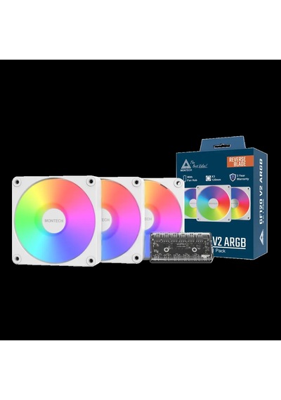 Gf120r V2 Argb Beyaz Reverse Blade Pwm Hidrolik Rulman Fanı 3lü Paket+kontrolcu