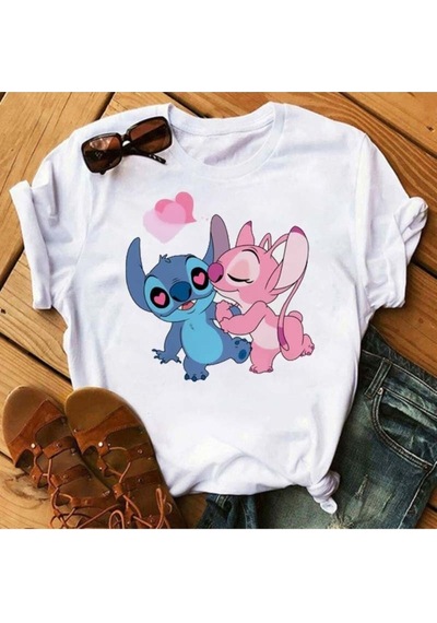 Noıssey Kırmızı Etiket Galashop Disney Lilo T-shirt Unisex Model54 17716 Beyaz