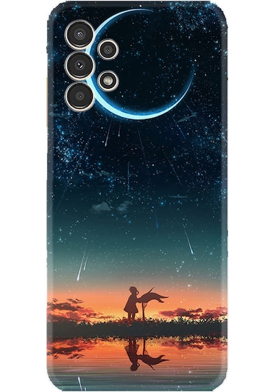 Samsung Uyumlu Galaxy A14 Kılıf Silikon Desen Özel Seri Ay ve Kız 1720